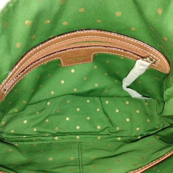 Like New Kate Spade Leather Trim Canvas Shoulder Bag in Cream/Green/Brown - Picture 10 of 11